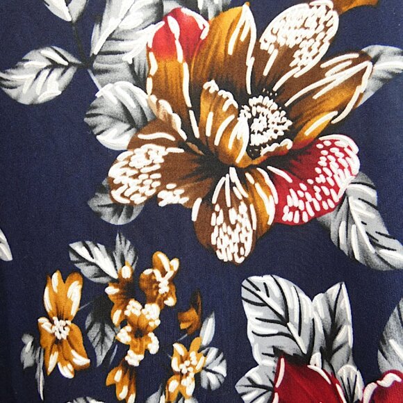 EUC APT.9 Navy Floral Swing Dress XXL Cottagecore Boho Casual Pockets - Picture 9 of 9